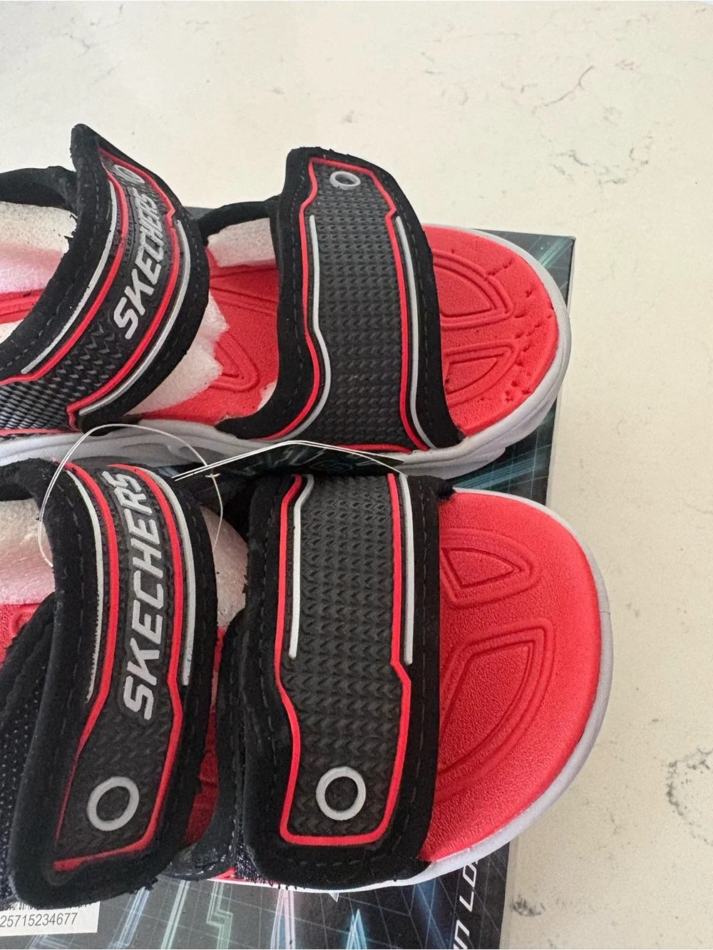 Skechers Kids Black & Red Light-Up Sport Sandals